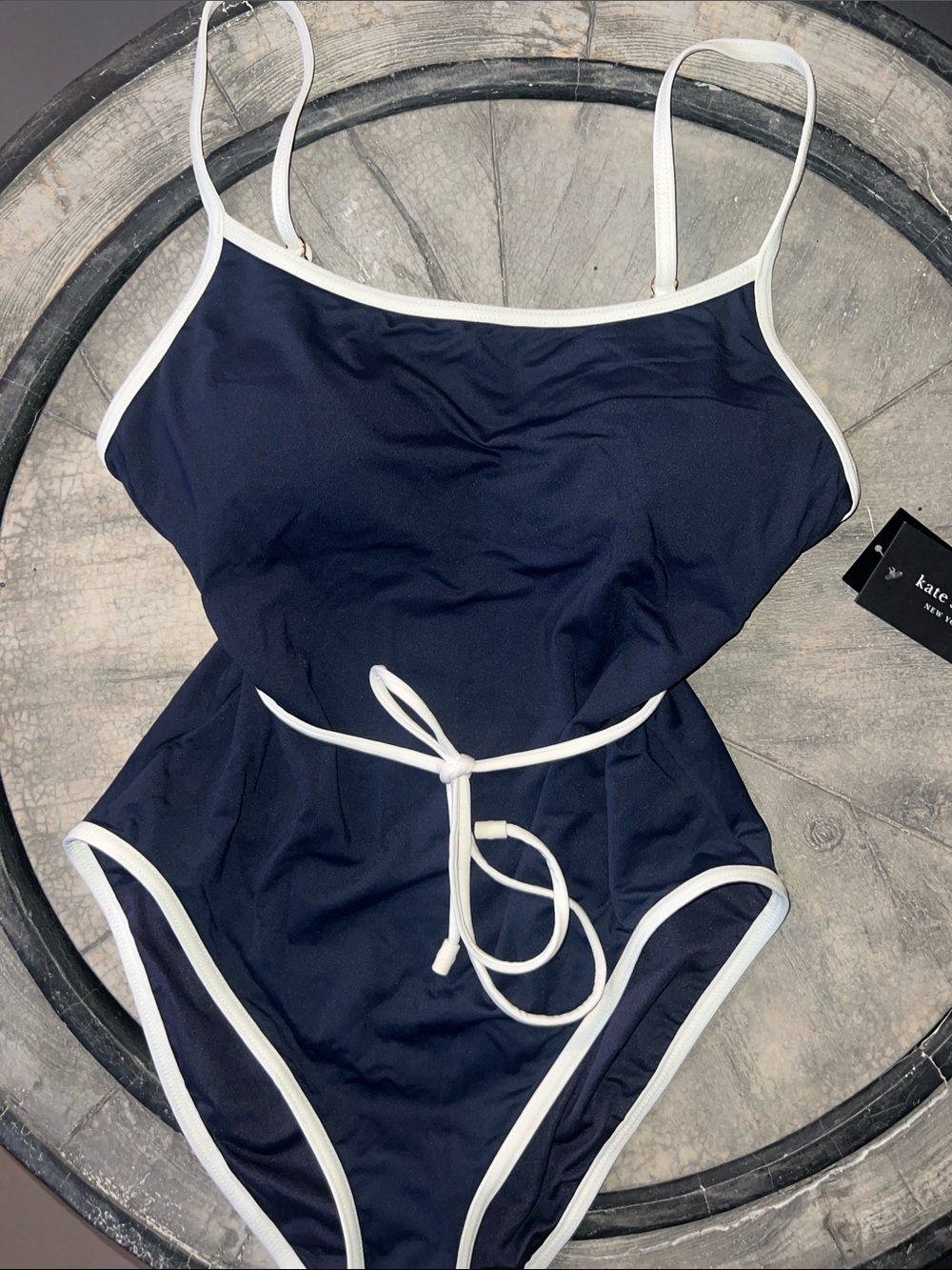 Amazing Kate Spade Navy and White Trim One-Piece Swimsuit. B33